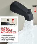 All-In-One Matte Black Tub And Shower Kit With 8-Inch Rain Shower Head Single-Handle Trim Tub Spout With Diverter detail