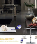 Precision Kitchen Scale For Home Cooks Waterproof Rechargeable Digital Food Scale 33Lb Capacity with garlic displayed