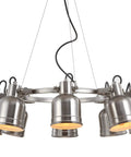 Nickel Modern Eight Light Industrial Wagon Wheel LED Chandelier For Your Kitchen Island Loft Dining Room With Metal Shades