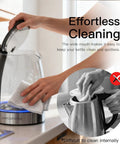 Effortless cleaning of 1.8L Cordless Electric Kettle With Borosilicate Glass 1800W Fast Boil Auto Shut Off Boil Dry Protection