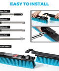 24 Inch Heavy Duty Push Broom With Stainless Steel Handle For Outdoor Commercial Sweeping And Patio Cleanup, parts for easy assembly.