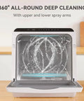 Compact Countertop Dishwasher With Five Beast Mode Wash Cycles And No Brainer Setup For Tiny Apartments featuring internal spray arms.