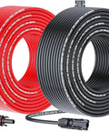 Solar Panel Extension Cable 20Ft 10AWG With Tool Free Connectors Waterproof PV Cable 6mm2, red and black coiled cables