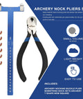 Archery Bow String Nocking Points Kit With T Square Ruler And Buckle Pliers, showing components and measurements, 6 buckles visible