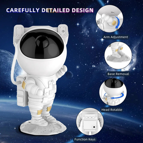Astronaut Space Buddy Galaxy Projector Night Light With Remote 360 Degree Adjustable Nebula Vibe Star Projection Lamp details
