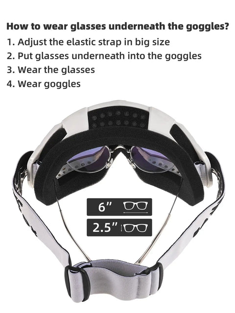 How to wear Badass Slick Dirt Bike Goggles For Motocross And Atv Riding with fitting instructions and elastic strap.