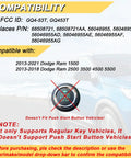 Compatibility information for Key Fob Replacement For Dodge Ram 1500 2013 2021 And Ram 2500 3500 4500 5500 Remote Control
