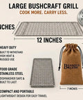 Portable Bushcraft Stainless Steel 304 BBQ Grill Grate With Burlap Hemp Drawstring Bag Large 6x12 Inch Outdoor Camp Cooking Gear