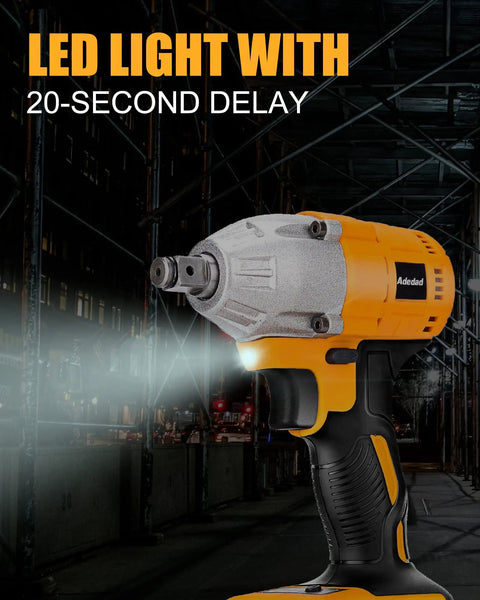1/2 Inch Cordless Brushless Impact Wrench Kit 300 Ft-Lbs Max Torque 3000 RPM with LED light