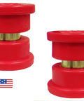 Dodge Ram Track Bar Bushings Set 2 Pack For 2006 2007 Ram 1500 And 2003 2007 2500 3500 Urethane Vibration Dampening For Smoother Handling And Quieter Ride Oil Resistant Squeak Free Suspension Upgrade, red urethane bushings with metal inserts, front view