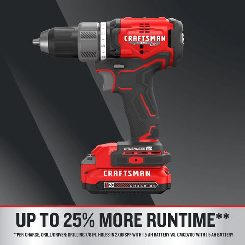Brushless Cordless Drill Driver Kit With Two Batteries And Charger, 1/2 Inch Ratcheting Chuck, side view