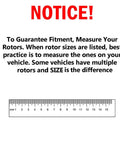 Notice to measure rotors for fitment with ruler image for Beefed Up Front Wheel Bearing Hubs Brake Kit With Disc Rotors And Ceramic Pads