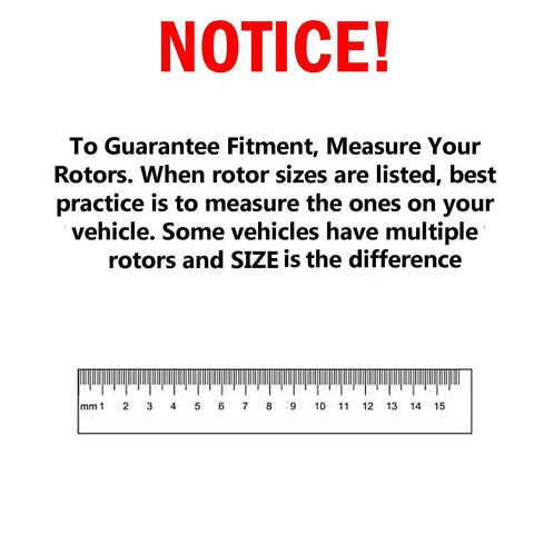 Notice to measure rotors for fitment with ruler image for Beefed Up Front Wheel Bearing Hubs Brake Kit With Disc Rotors And Ceramic Pads