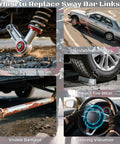 K80230 front suspension sway bar end link kit, 2-piece left and right, metal links with red bushings.