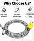 K Type Thermocouple Temperature Probe For Oven And Meat, 316 Stainless Steel Probe With Shielded Wire, coiled with clip and plug