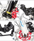 High Quality Mechanical Disc Brake Set For Mountain Bike Featuring Front And Rear Aluminum Alloy Calipers with robust black and red calipers