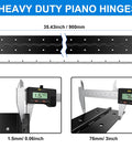Two Pack Heavy Duty Piano Hinges 36 Inch Long 3 Inch Open Width 0.060 Inch Thick Stainless Steel Continuous Hinge For Folding Furniture Cabinets Storage And Heavy Doors Black with measurements