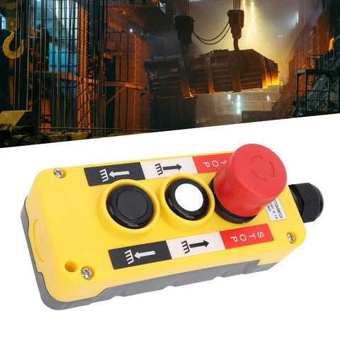 Beefed Up Industrial Hoist Crane Push Button Switch IP68 Waterproof With Emergency Stop AC 250V 5A And AC 500V 2A Flame Retardant PC Shell