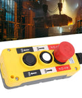 Industrial IP68 Waterproof Two Key Push Button Switch For Crane Hoist Remote Control With Emergency Stop Heavy Duty Pendant Control Station With Rugged Metal Shell And 2 Key Design For Quick Safe Operation, crane hoist control