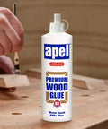 Go-To Water Resistant Wood Glue 16 Oz Two Pack Clear PVA Adhesive For Woodworking shown with person gluing wood