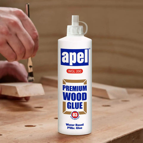 Go-To Water Resistant Wood Glue 16 Oz Two Pack Clear PVA Adhesive For Woodworking shown with person gluing wood