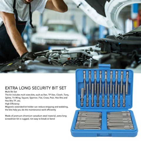 Ultimate 50-Piece HaloVerde Magnetic Driver Bit Kit With Extra Long Security Bits, Heavy Hex Torx Spline Tools For Precision Screwdriver Work On Any Project, blue case