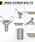 Five Pack 1/4-20 Wing Screws Thumb Screws, 1/2 Inch Length, Stainless Steel 304 Machine Fasteners For Electronic Equipment And DIY Projects