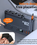 Heavy Duty Cigarette Lighter Splitter With 45W Retractable Type C Car Charger Cable showing on/off controller and Velcro design.