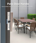 Clamp Style Aluminum Sliding Patio Door Handle Set With White Woodgrain Finish 4 15/16 Inch Center To Center Hole Spacing Replacement outside view