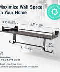 Heavy Duty Wall Mount Paper Towel Holder With Shelf For Garage, Workshop, or Utility Room, Space Saving Organizer dimensions
