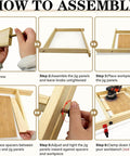 Step-by-step assembly guide for Juice Groove Router Jig For Cutting Boards Adjustable Wooden Router Guide shown in use.