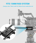 Camera Base Plate With 15mm Rod Clamp Rail Block for Tripod and Shoulder Rigs, black aluminum plate on 15mm rails with camera rig