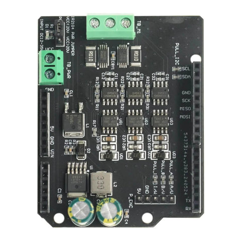 Top view of Pro Grade BLDC Motor Controller for FOC Shields with Open Source Compatibility, hall sensor ready, 12V-35V plug and play