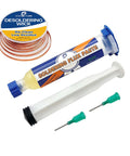 Pro Grade No Clean Flux Paste For Electronics Soldering And Desoldering Wick Kit with 10cc tube and applicator