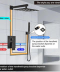Wall Mount Shower System With Square Rain Shower Head And Hand Sprayer Rough In Valve And Trim Kit Included 12 Inch Oil Rubbed Bronze Finish Modern Space Saving Shower Faucet Set For An Easy Install And Bathroom Upgrade, visual installation guide shown