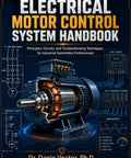 Cover of The Ultimate Electrical Motor Control System Handbook: Mastering Industrial Automation Circuits with motor schematics and diagnostic displays.