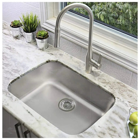 Heavy Duty Stainless Steel Kitchen Sink Drain Assembly With Strainer Basket And Rubber Stopper in marble counter