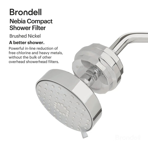 VivaSpring Compact Shower Filter In Brushed Nickel With High Output 100 Percent Pure KDF Filtration And FF 30 Cartridge