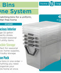 Hella Spacious Thirty Two Gallon Wheeled Storage Totes With Clear Plastic Rolling Bins And Lock Tight Lids For Effortless Moving Loads Smart Garage Makeover And Playroom Stash Setup Four Pack Bundle stacked with clear and gray design.
