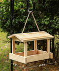 Outdoor Wooden Bird Feeder For Hangin Attracts Cardinals Finches Bluebirds Mealworm Ready Easy Clean With Hemp Rope Durable Backyard Wildlife Feeder For Gardens And Yards.