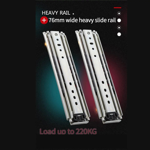 Heavy Duty Full Extension Ball Bearing Drawer Slides 68 Inch Industrial Guide Rail 500 Pounds Capacity with smooth design.