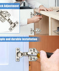 Two Pack 26mm Mounting Holes Soft Close Cabinet Hinges With Screws 90 To 110 Degree Full Overlay Concealed Kitchen Cupboard Hinges being installed