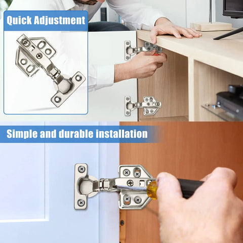 Two Pack 26mm Mounting Holes Soft Close Cabinet Hinges With Screws 90 To 110 Degree Full Overlay Concealed Kitchen Cupboard Hinges being installed