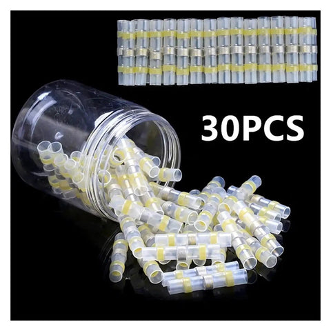 Check Out These Sweet 30 Piece Butt Splice Wire Connector Kits With Heat Shrink Soldering Terminals And Seal Sleeves For Your Welding Cable Projects That Totally Rock. 30PC clear heat shrink solder splice sleeves in jar