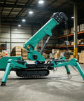 Legit Portable Hydraulic Crawler Crane With Handheld Remote, Compact Fold Away Electric Warehouse Lift For Glass And Steel Installation, Badass Heavy Lifter Ready To Roll Anywhere in a warehouse setting.