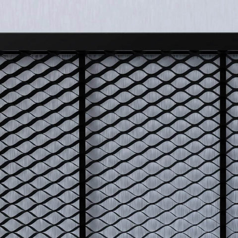 Skouphy honeycomb laser bed panel with aluminum grid and black frame, close-up.