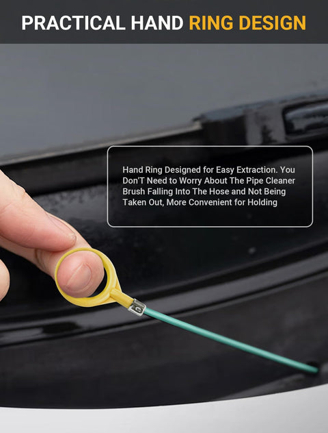Hand showing practical hand ring design on 120 Inch Auto Sunroof Drain Cleaning Tool With Flexible Steel Wire PVC Tube Brush
