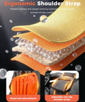 Ergonomic shoulder strap design for Backpack Leaf Blower, 63cc Gas Powered Beast With 665 CFM Air Flow And 205 MPH Wind, durable orange material.
