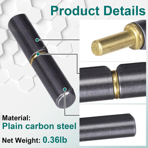Weld On Barrel Hinge Set 10 Pack Heavy Duty Carbon Steel Gate Hinges Two And A Half Inch Long Three Eighths Inch Pin Diameter