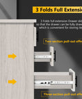 3 folds full extension demonstrating two-section and three-section pull-out effects of Workhorse 16 Inch Ball Bearing Drawer Slides Six Pairs.